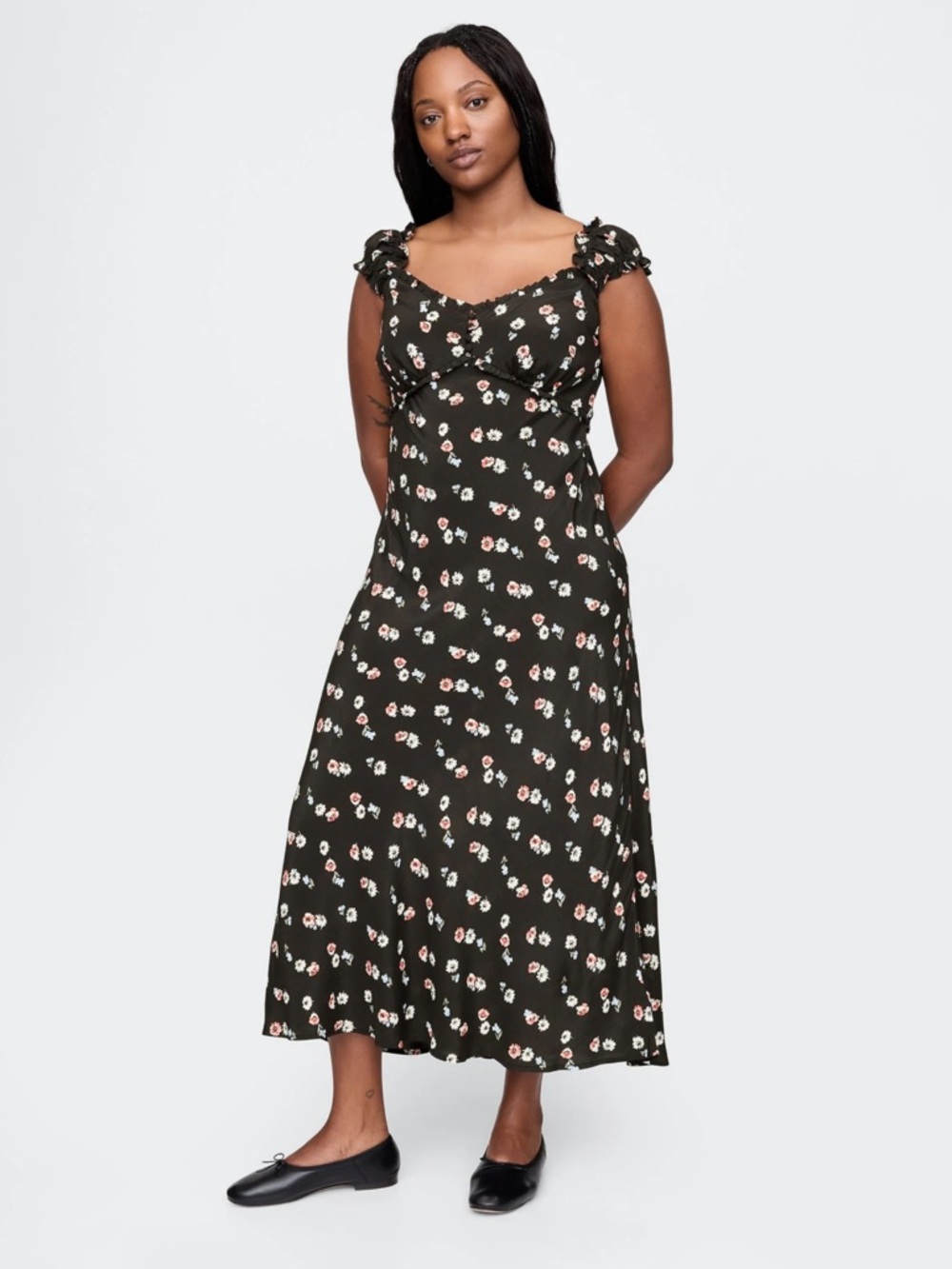 NWT Gap Floral Milkmaid Midi Dress Cottagecore Puff Sleeve Smocked M - Picture 10 of 12